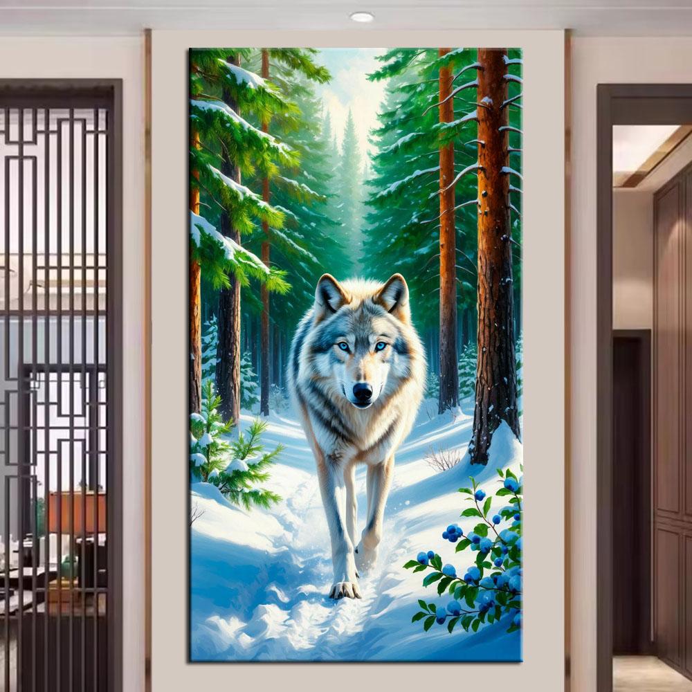 Тигр Волк Лиса в Зимнем Лесу Алмазная Вышивка Сделай Сам Крестиком Полная Выкладка Алмазная Мозаика Новая Коллекция Домашний Декор