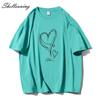 Shellsuning Kawaii футболки с принтом в виде сердца женские летние простые свободные футболки с круглым вырезом повседневные хлопковые женские топы на мягкой основе
