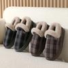 Модные зимние тапочки для пар с накидкой на пальцы ног, теплые клетчатые хлопковые тапочки с толстой мягкой подошвой, мужские и женские, для дома, на плоской подошве, нескользящая обувь