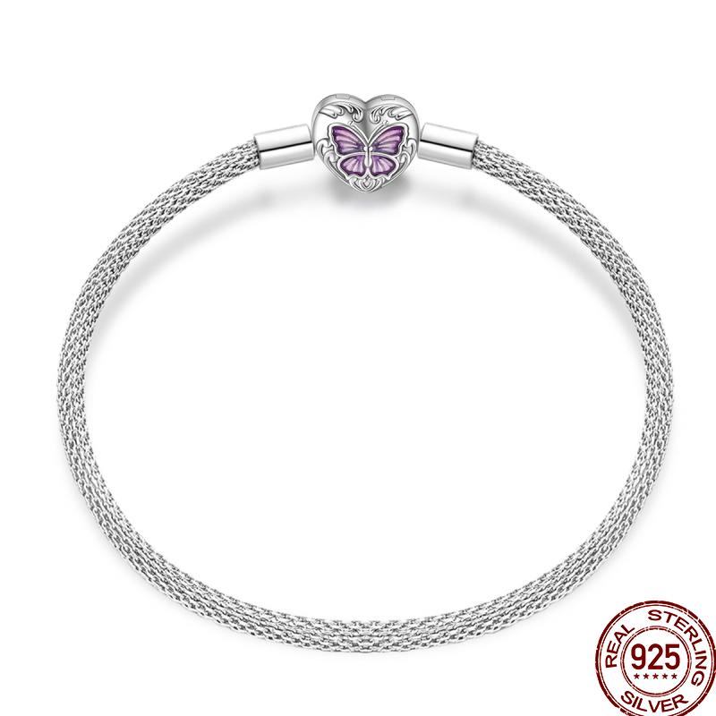 925 Silver 17-20CM Heart Pave Zirconia Original Bracelets Infinity Bracelet Fit DIY Charms Bead Birthday Jewelry Gifts Hot Sale