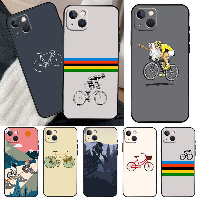 Bike Cycling Art Phone Case For iPhone 11 12 13 14 15 16 Pro XS Max Mini Cover For iPhone X XR Plus Back Case