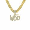 Hipster Hip Hop Alloy Necklace with Diamond-encrusted Exaggerated Woo Letter Pendant Personality
