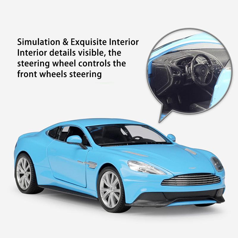 Масштаб 1/24 WELLY Aston Martin Vanquish, модель автомобиля из сплава, литье под давлением, металлические игрушечные автомобили, модель автомобиля, коллекция высокой имитации, детские подарки