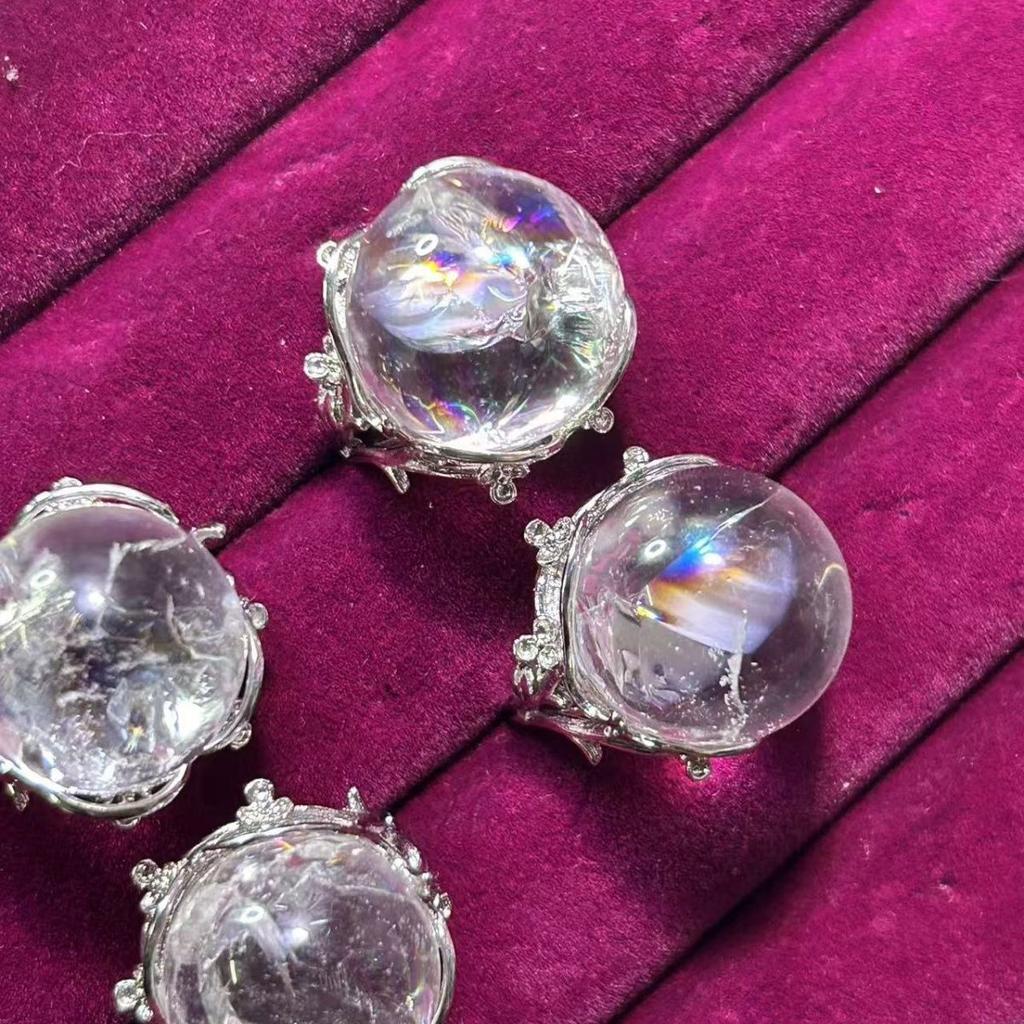 Кольцо из натурального радужного белого кристалла Натуральный кристалл Белый кристалл Подарок