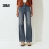 Женские зимние теплые джинсы-клеш из денима Semir