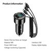 66W Car Phone Charger with Voltage Display Dual USB Fast Charging Adapter + 3 In 1 Stretchable Cable
