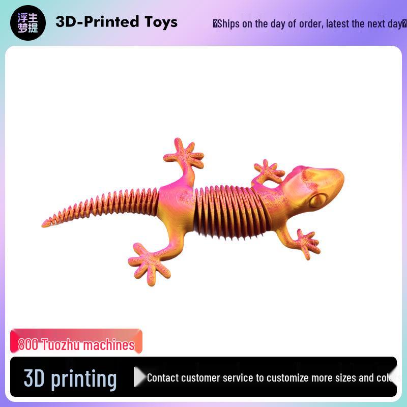 3D-печатная шарнирная игрушка-ящерица на пружине