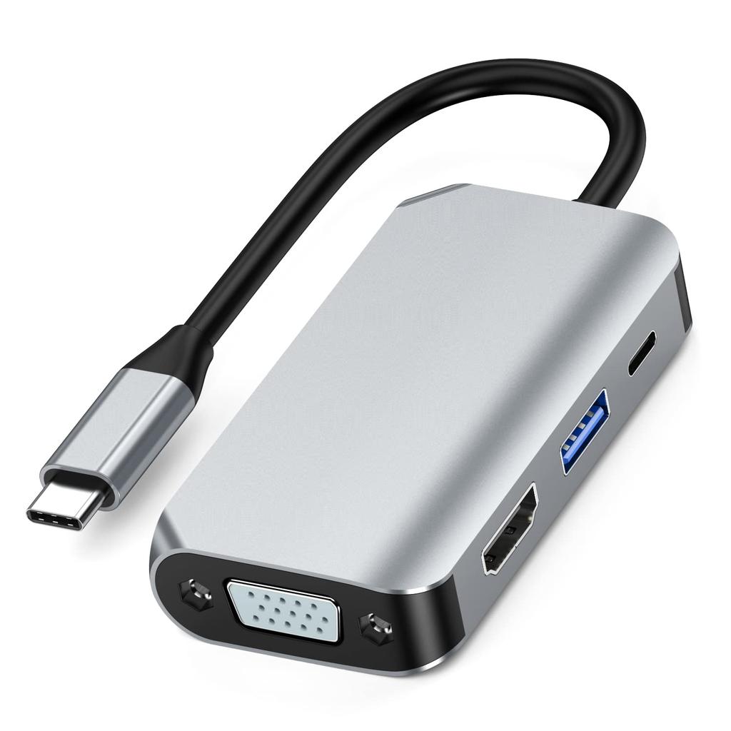 Адаптер Doaemunp 4 в 1 USB C на два HDMI с портом USB C 4K HDMI 100W Power Delivery и портом данных USB 5 Гбит/с для MacBook MacBook Chromebook и хаба,