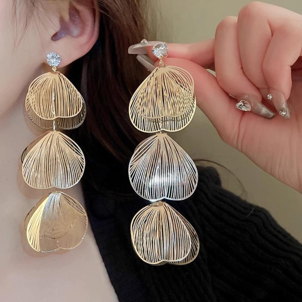 Ear Studs Flower Long Hanging Earrings Trendy Ginkgo Leaf Hollow Earrings  Women