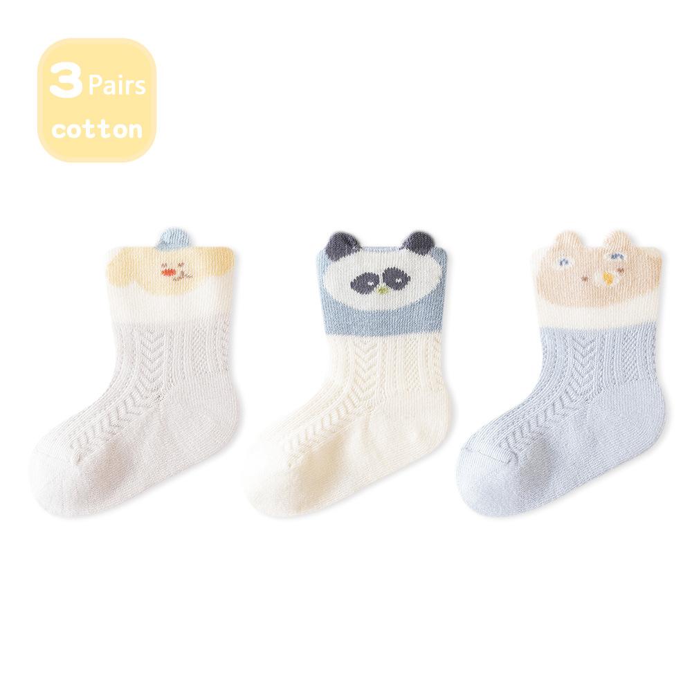 3 Pairs Children'S Socks Summer Mesh Cartoon Cute Baby Boneless Cotton Socks Breathable Thin Anti-Mosquito Socks For Children