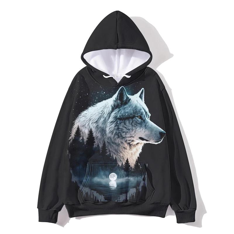 Толстовки с изображением волка с 3D-принтом для мужчин, одежда, свитшоты с забавным дизайном, повседневные детские пуловеры, уличная одежда, толстовка с капюшоном