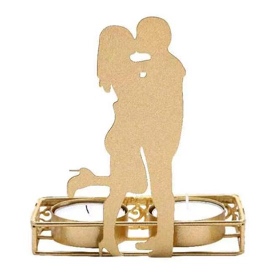 Yousheng Golden Couple Tealight Candle Holder Romantic Valentine's Day Dual Candlestick for Wedding Anniversaries Birthday Party Table Centerpiece
