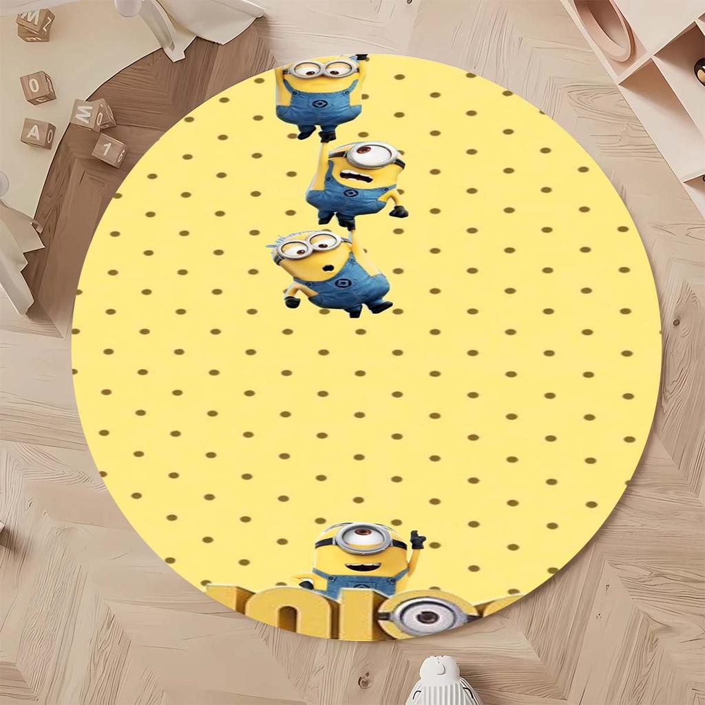 Hot Sale Minions Round Rug Cute Cartoon Theme Circular Floor Mat For Kids Boys Bedroom Dorm Playroom Home Decoration