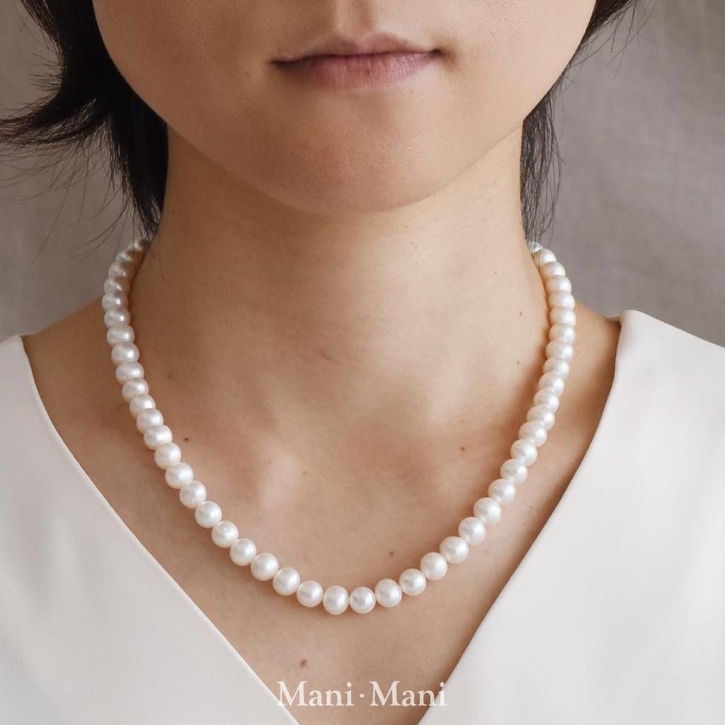 Ожерелье на каминной полке из пресноводного жемчуга, натуральный жемчуг, металл SV925, не вызывает аллергии, роскошный футляр для ювелирных изделий, гарантия, сумка-шнурок, в комплект входит салфетка для ухода