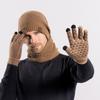 3 шт. Шерстяная термовязаная шапка Теплая зимняя шапка-бини Походная шапка Комплект шарф перчатки Женщины/мужчины