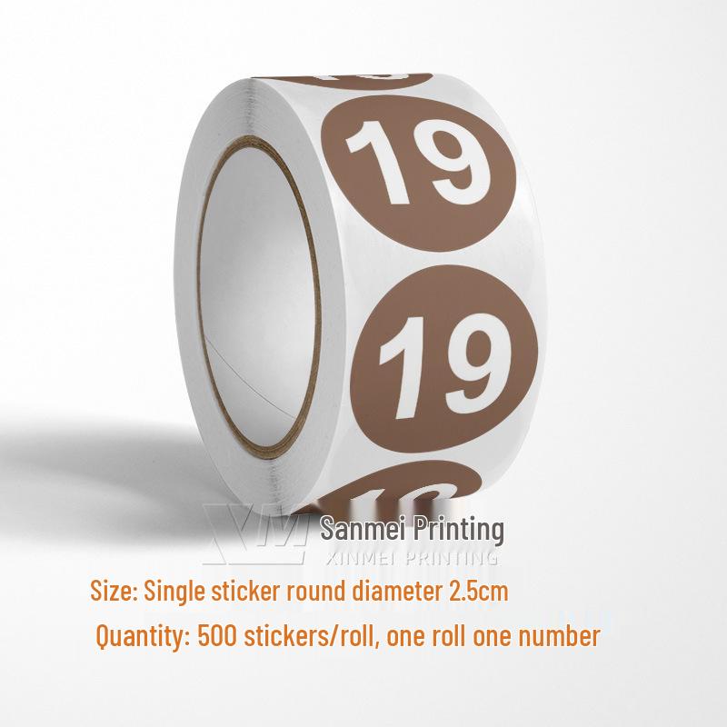Самоклеящиеся круглые наклейки с номерами 1-33 – Цветные этикетки-идентификаторы в рулоне