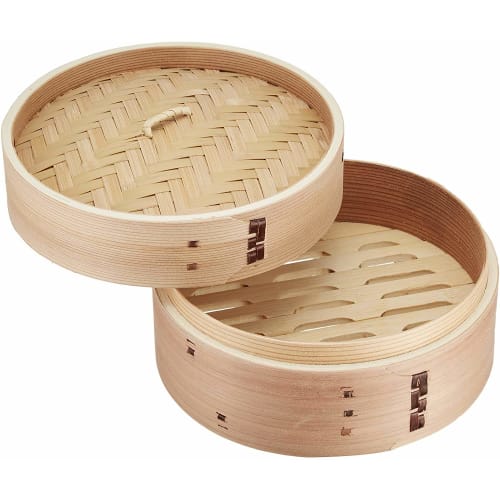 Pearl Metal Chinese Steamer, 18cm, Steamer for Vegetables, Shumai, and Xiaolongbao, Made with Natural Wood and Bamboo, Wanosato H-5713