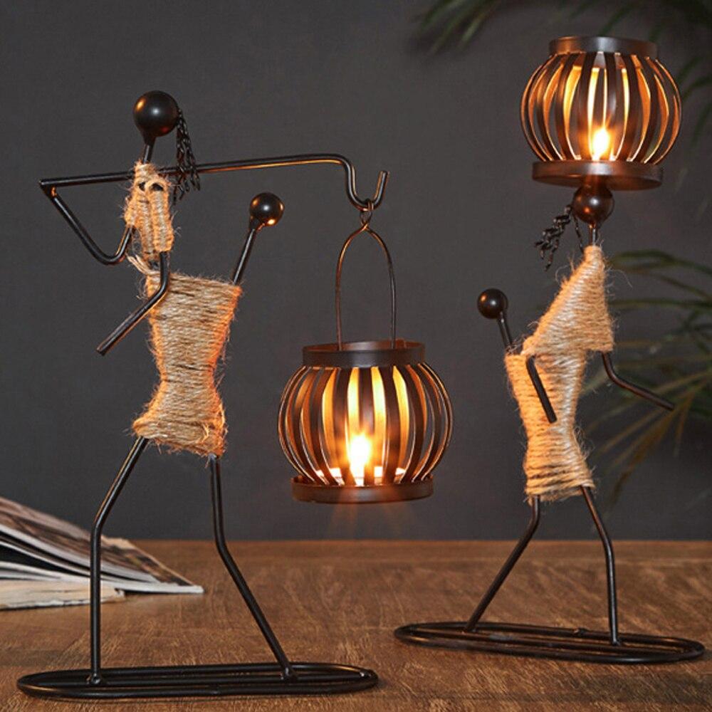 Nordic Metal Candlestick Abstract Character Sculpture Candle Holder Decor Handmade Figurines Room Home Decoration Art Gift