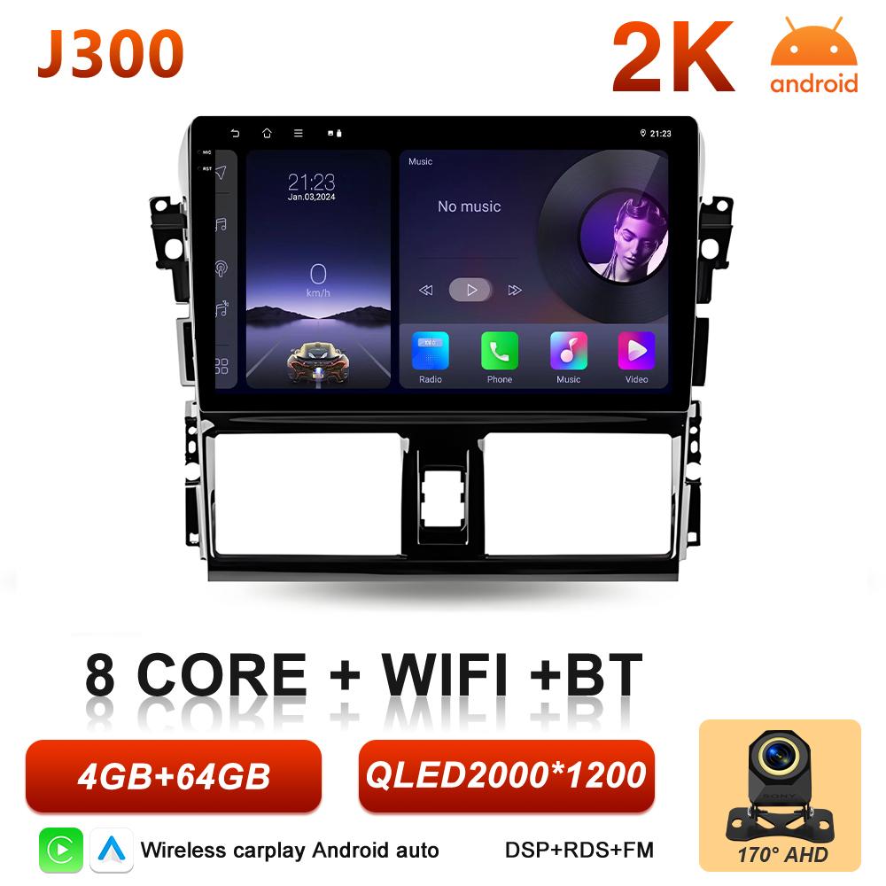 Android 16 Car Radio Carplay For Toyota Yaris Vios 2014 2015 2016 GPS Navigation Multimedia Player Automotive Multimedia Stereo