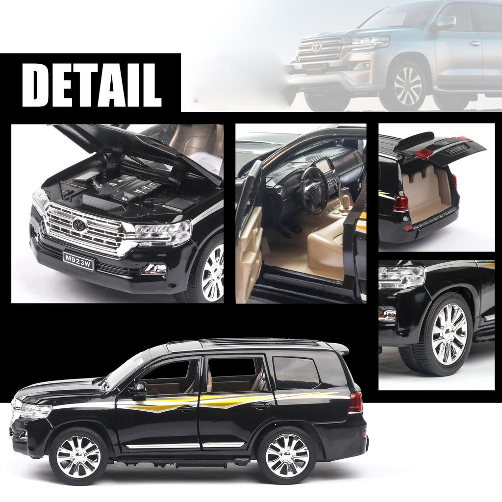1/24 масштаб Land Cruiser, литая под давлением модель автомобиля, игрушечный автомобиль с откатным механизмом, звуком и светом для детей, коллекция подарков для мальчиков и девочек