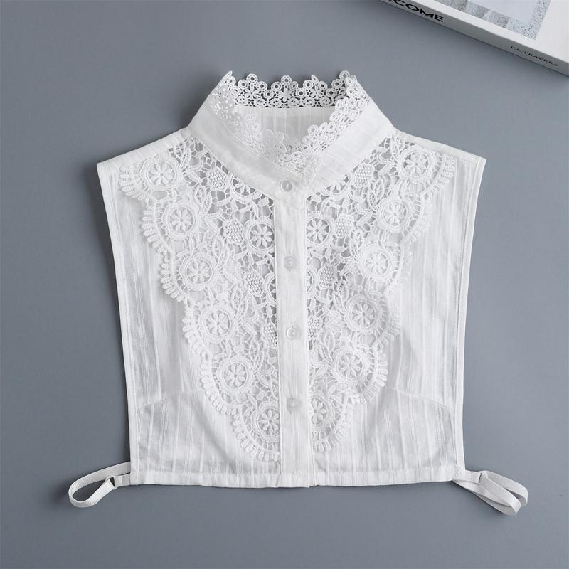 Идеальное Сочетание Элегантная Рюша Воротник-стойка Для Женщин Девочек Съемная Половина Рубашки Блузки Ложный Воротник Цветок Ажурный Декоративные Воротники