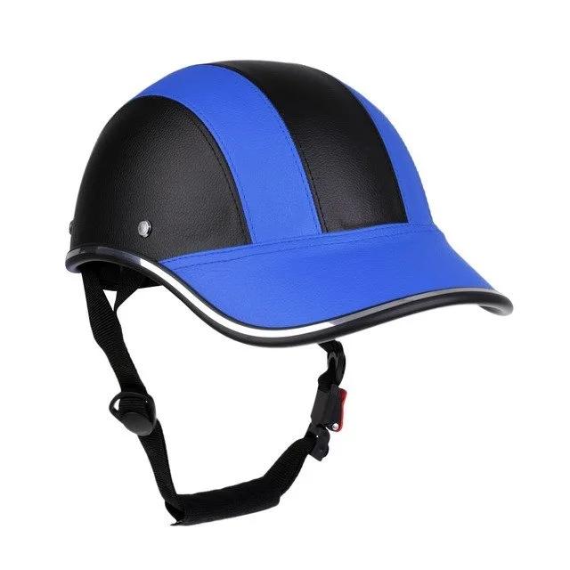 Bicycle Helmets Baseball Cap Motocross Electric Bike ABS Leather Cycling Safety Helmet with Adjustable Strap for Adult Men Women