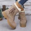 Fashion Anti-slip Fringe Decor Short Plush Women's Snow Boots Lace Up Bohemian Winter Warm Short Fur Boots Bottes Femmes Thick Bottom