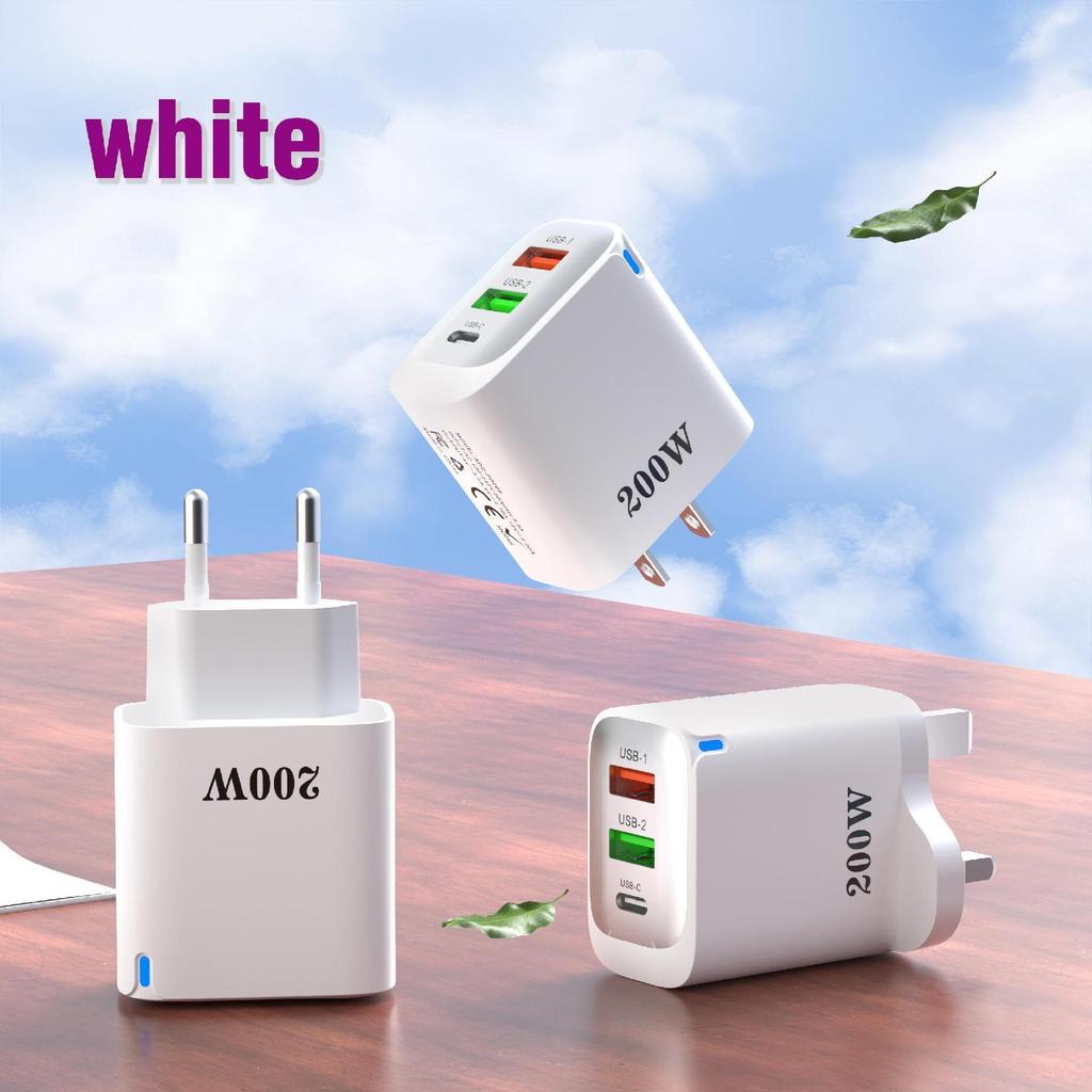Многопортовое USB-быстрое зарядное устройство с PD и QC3.0 - Высокая мощность, поддерживает вилки США/ЕС/Великобритании