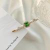 Emerald Rhinestone Retro Hair Clip for Women - Versatile, Elegant One-Word Hairpin for Bangs