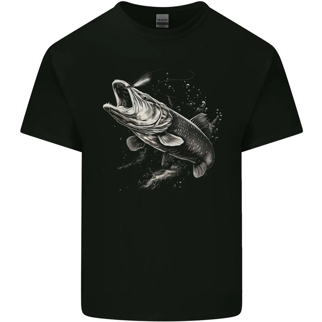 Pike Fish on a Line Fishing Fisherman Kids T-Shirt Childrens