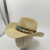 Three-dimensional Embroidery Handmade Straw Hat Western Cowboy Hat Men Cap Outdoor Women Hat Light Luxury