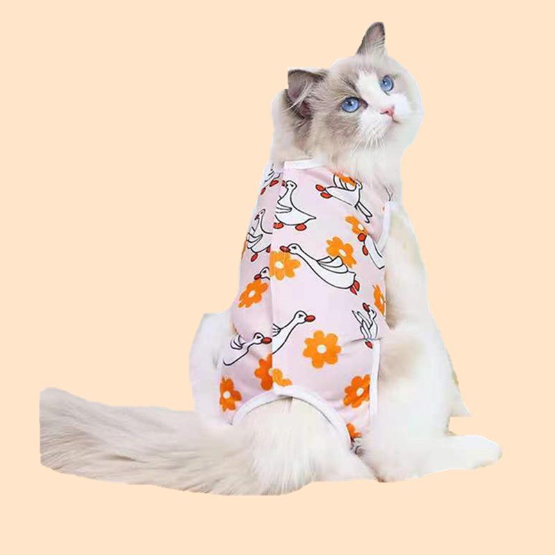 Защитная одежда для кошек после операции - защита от укусов и облизывания, с мультяшным принтом