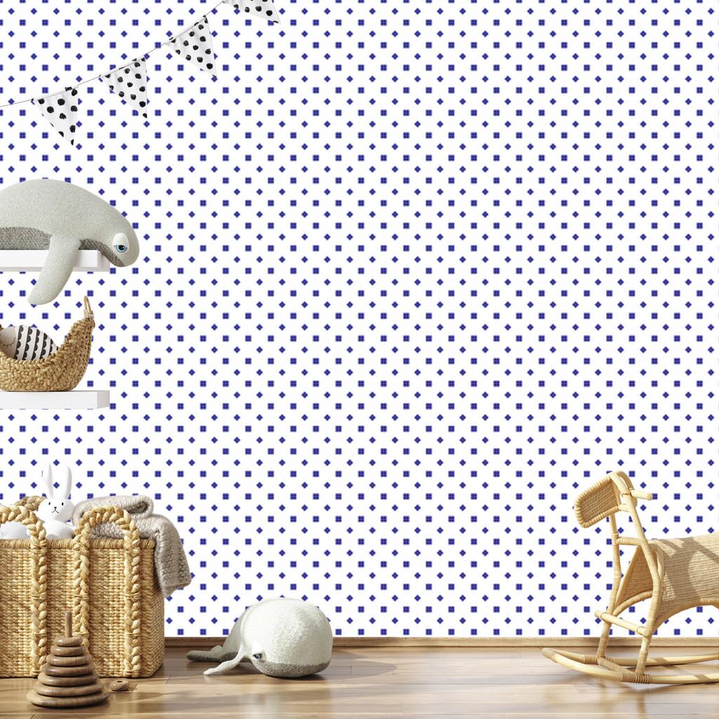 White and blue dots wallpaper for living room and bedroom 50x1000