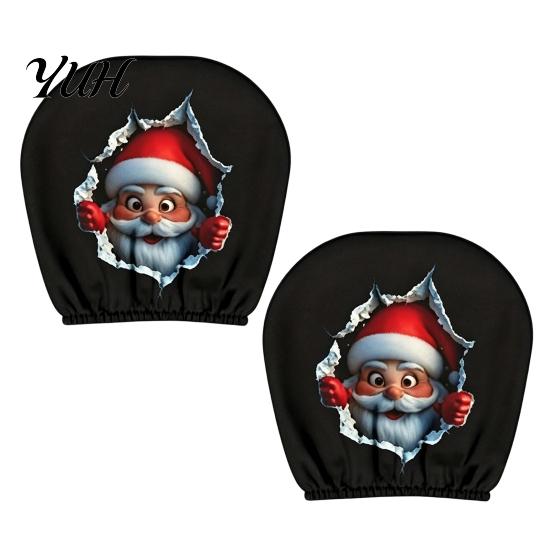 Interior Protection for SUVs 2Pcs Santa Car Headrest Covers, Christmas Printed Pillow Cases, Universal Fit Soft Polyester Auto Guards Most Vehicles,