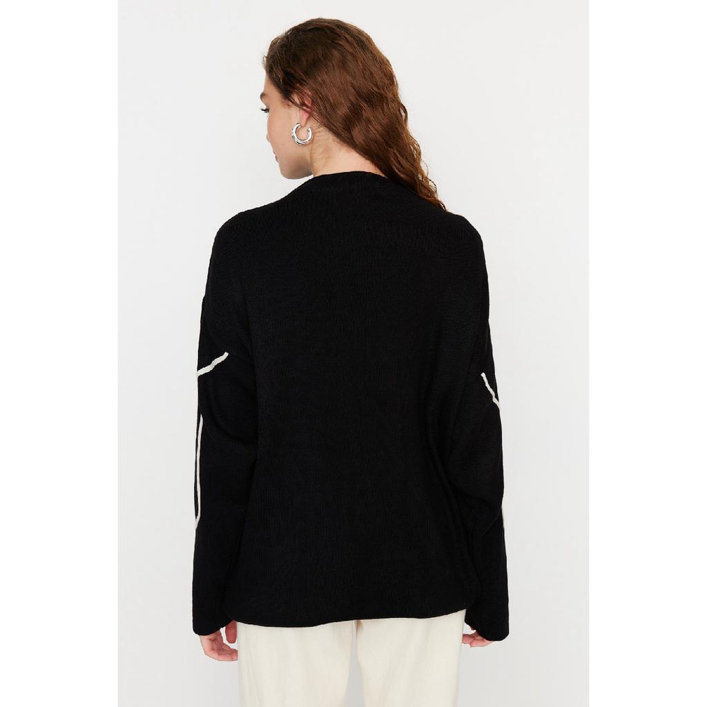 Свитер из трикотажа с полосками цвета экрю и окантовкой Tctaw22ak0002