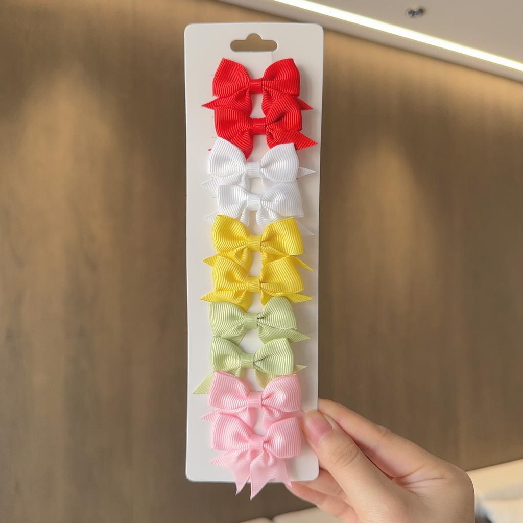 10Pcs/Set New Solid Color Ribbon Kids Bows Hair Clips for Baby Girls Handmade Bowknot Hairpin MiNi Barrettes Hair Accessories