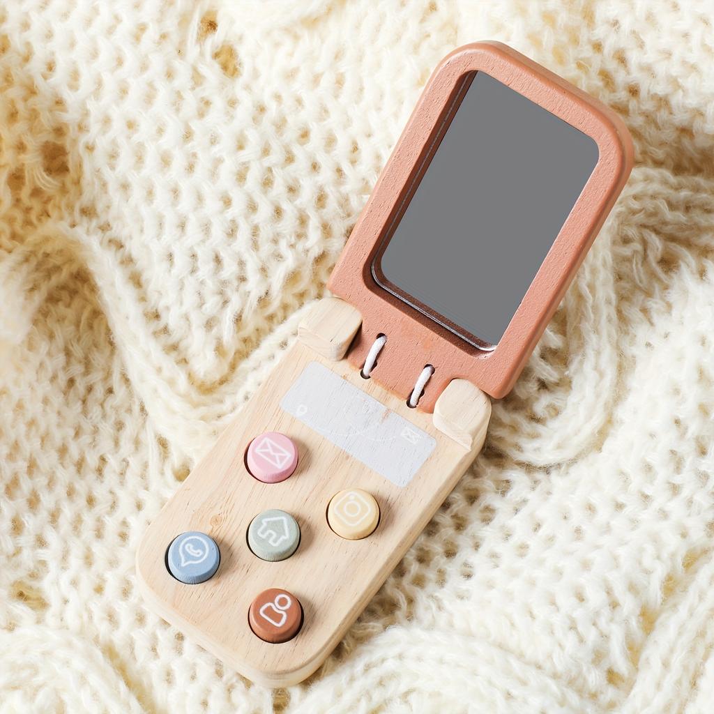 Деревянная игрушка-телефон в виде мультяшного медведя с интерактивными функциями нажатия и скольжения, обучающая игрушка для ролевых игр, подарок на Рождество, Хэллоуин, день рождения, смешанные цвета