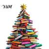 Compact Christmas Gift for Friends Stacked Book Tree Ornament, 2D Flat Stacking Holiday Hanging Decoration, Ornaments Reading Theme Acrylic