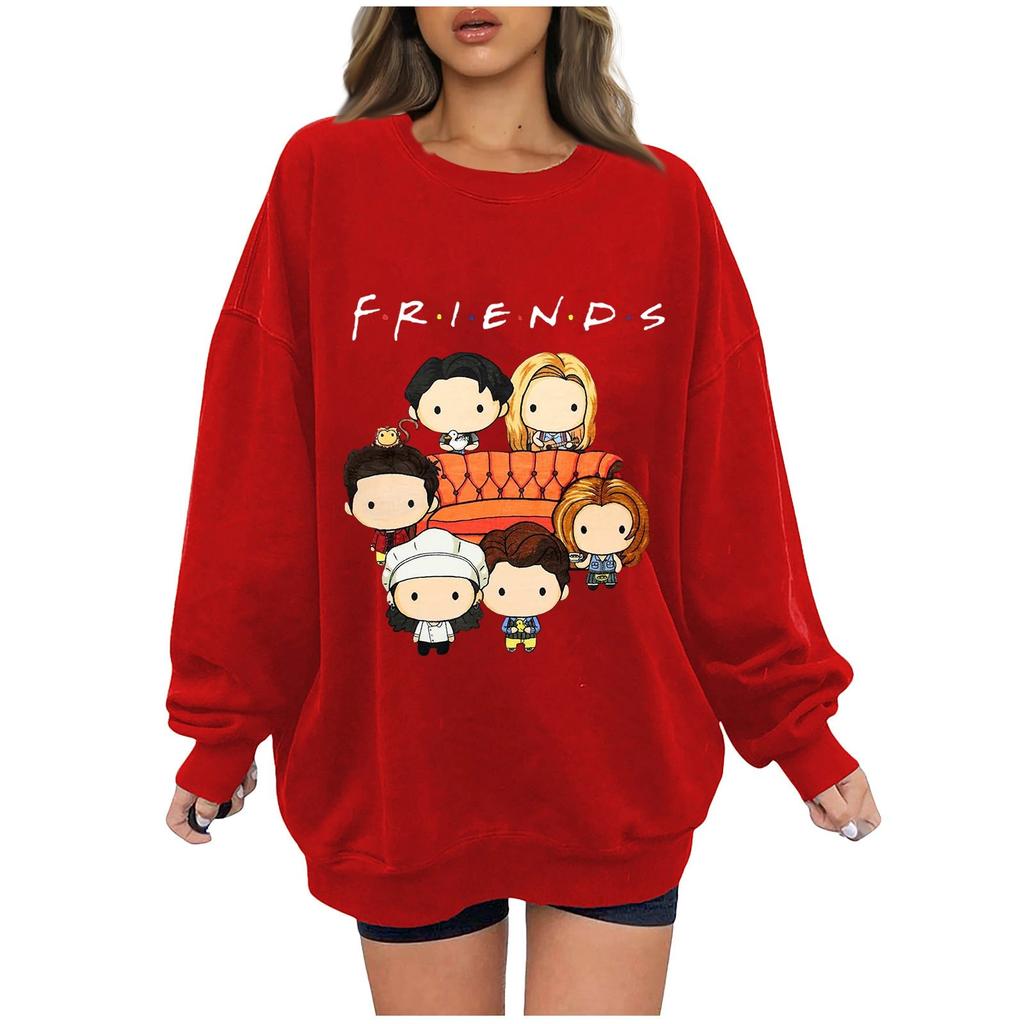 Женская модная повседневная свободная пуловерная рубашка с длинным рукавом с буквенным принтом и круглым вырезом