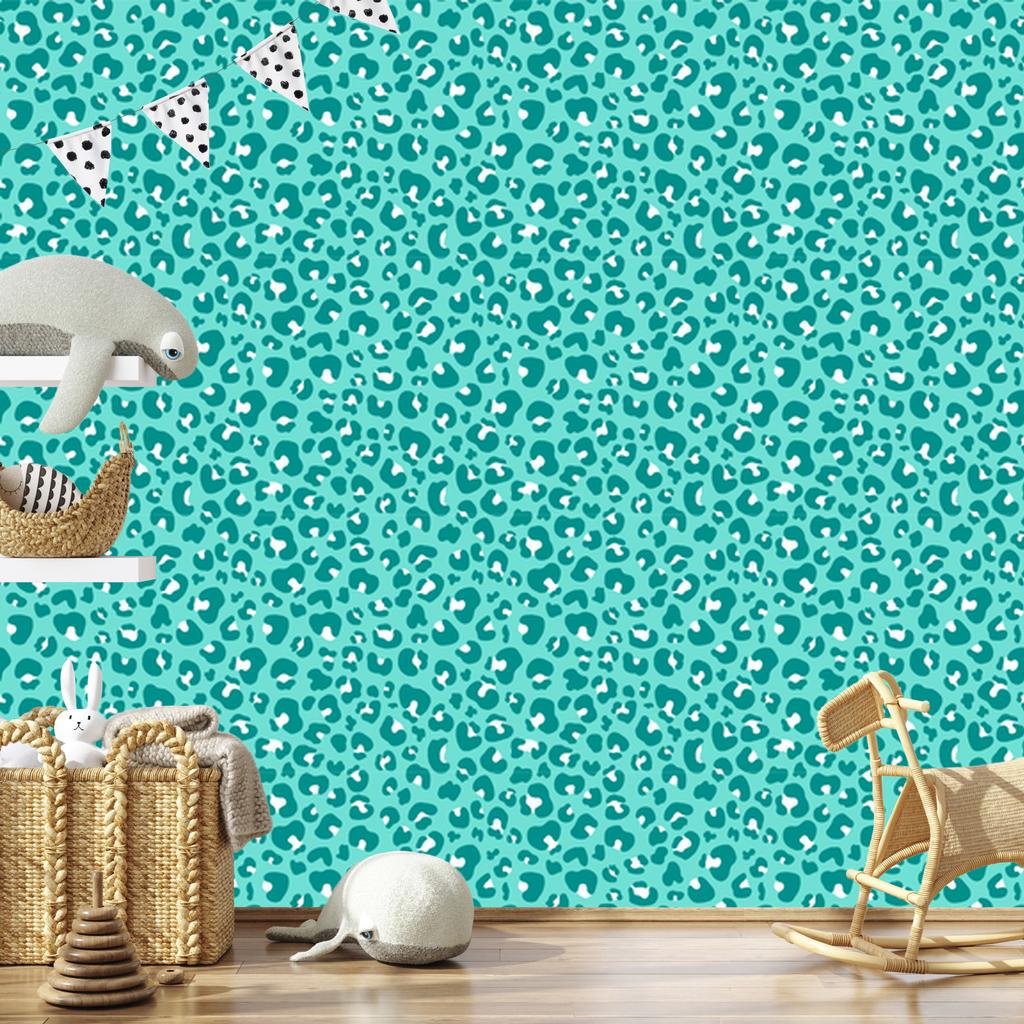 Turquoise Animal Skin Wallpaper Turquoise, Mint and Celadon 50x1000