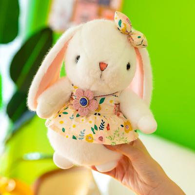 Милая маленькая белая плюшевая игрушка-кролик, кукла-кролик в цветочном платье, кукла-тряпичная кукла для девочки, подарок на день рождения