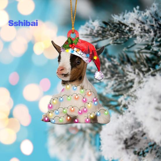 Рождественские подвесные украшения в виде животных Коза Утка Кошка Панда Корова Акриловый многоразовый праздничный декор Рождественская елка Орнамент Подвеска Праздничные принадлежности Подарок