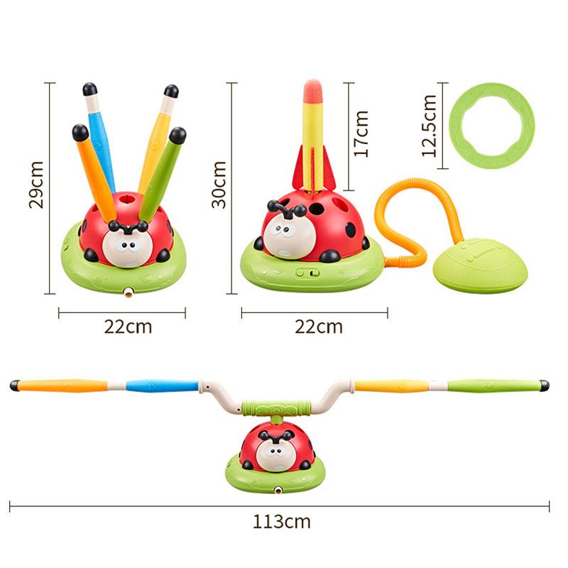 Kids Jump And Toss Toy 3 in 1 Ladybug Multifunction Rocket Launcher Sports Game Entertainment Game Outdoor Educational Toy Gifts