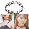 Elegant Black Alloy and Ribbon Necklace with Distinctive Note Distinctive Fashion Jewelry Perfect for Party and Concerts