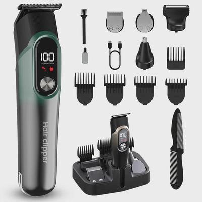 Набор электрических машинок для стрижки волос «пять в одном» с цифровым дисплеем: Регулируемый многофункциональный инструмент для бритья и резьбы