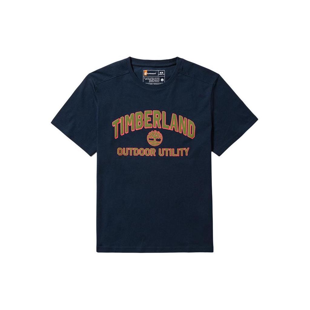 Timberland Letter Logo Printed Outdoor Casual Breathable Crew Neck Short Sleeve T-Shirt Men Tops Deep-Sapphire-Blue A42T5-433