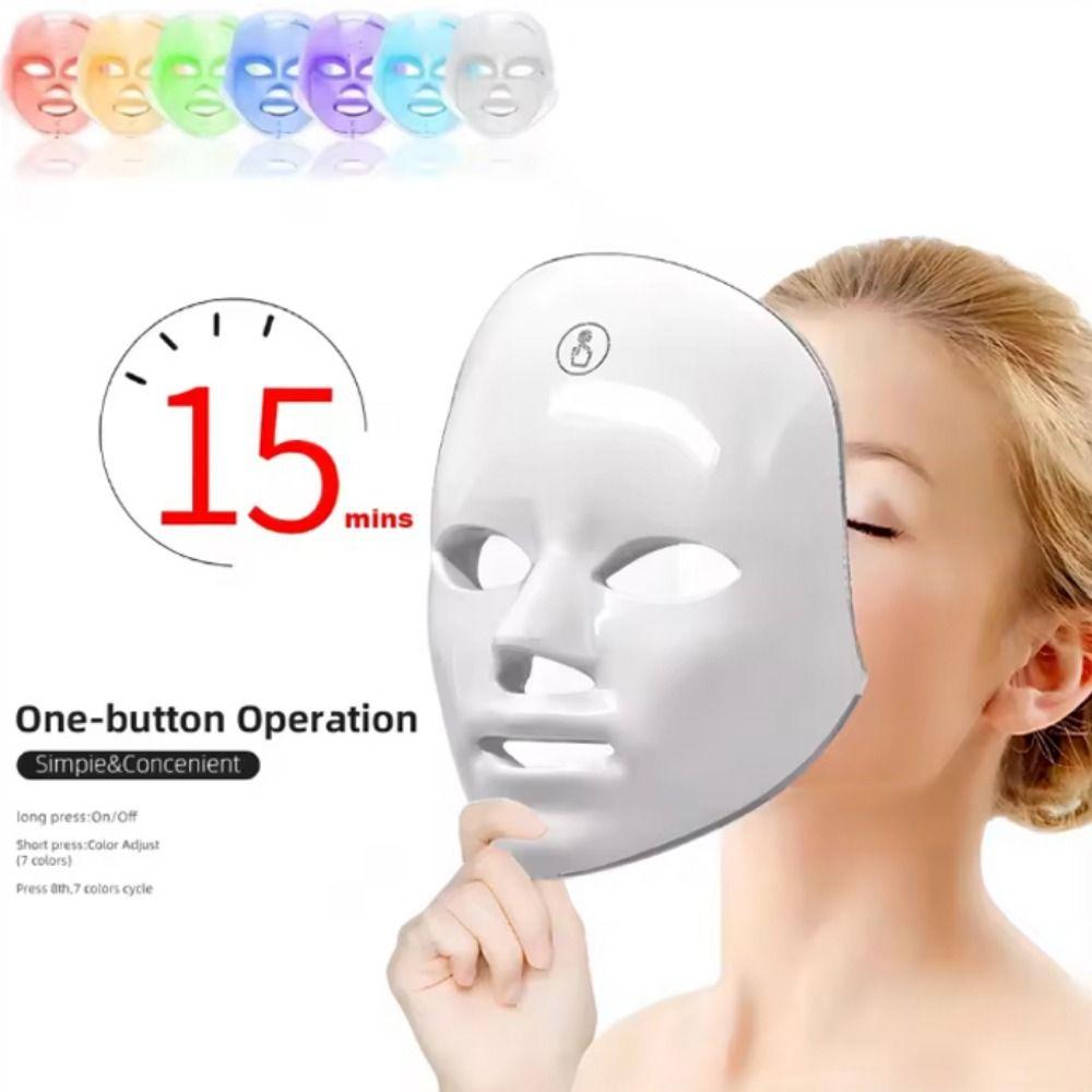 Rechargeable Photon Facial LED Mask 7 Colors Beauty Mask LED Face Mask  Relaxation Treatment