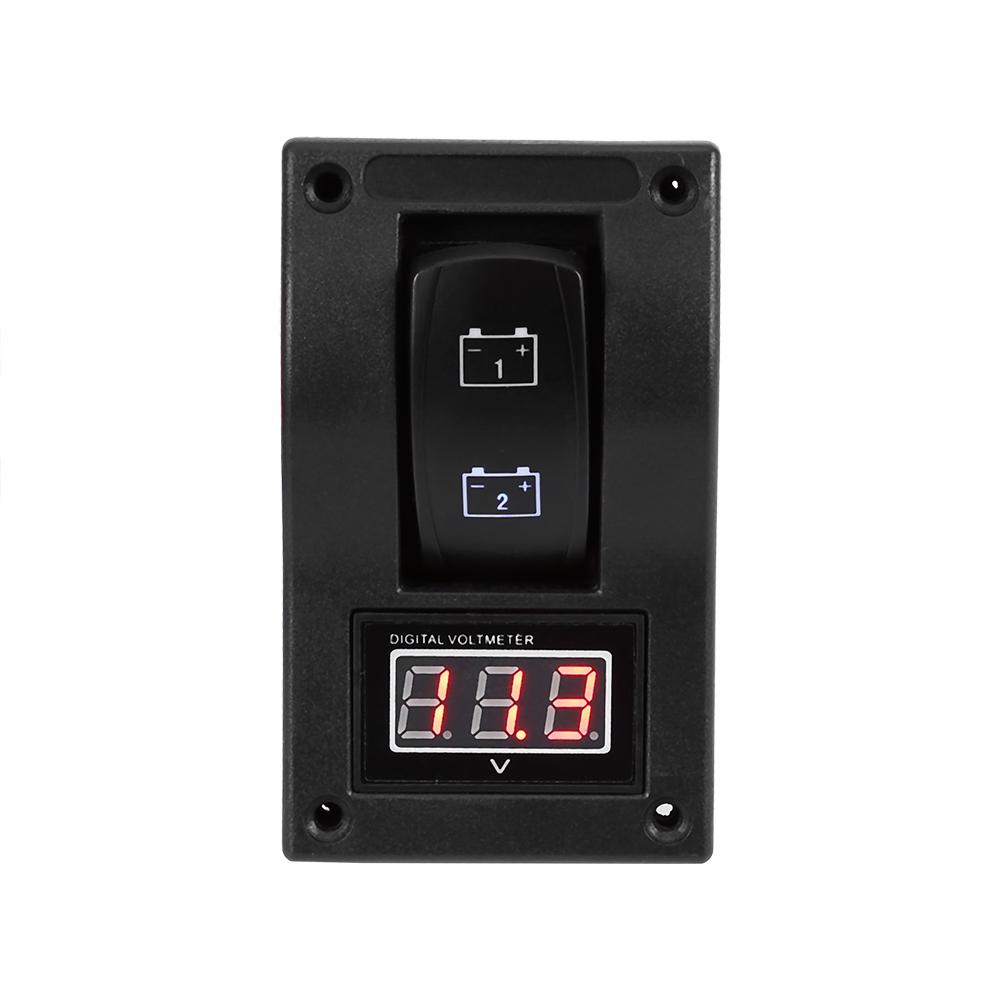 12V DC Marine Boat Voltmeter LED Dual Battery Test Panel Rocker Switch On OFF on