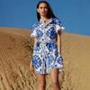 Summer Cross-Border Women's Casual Print Tie-Up Dress