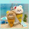 Ice Cream Bear Plush Keychain With Flower Decoration For Teens And Collectors
